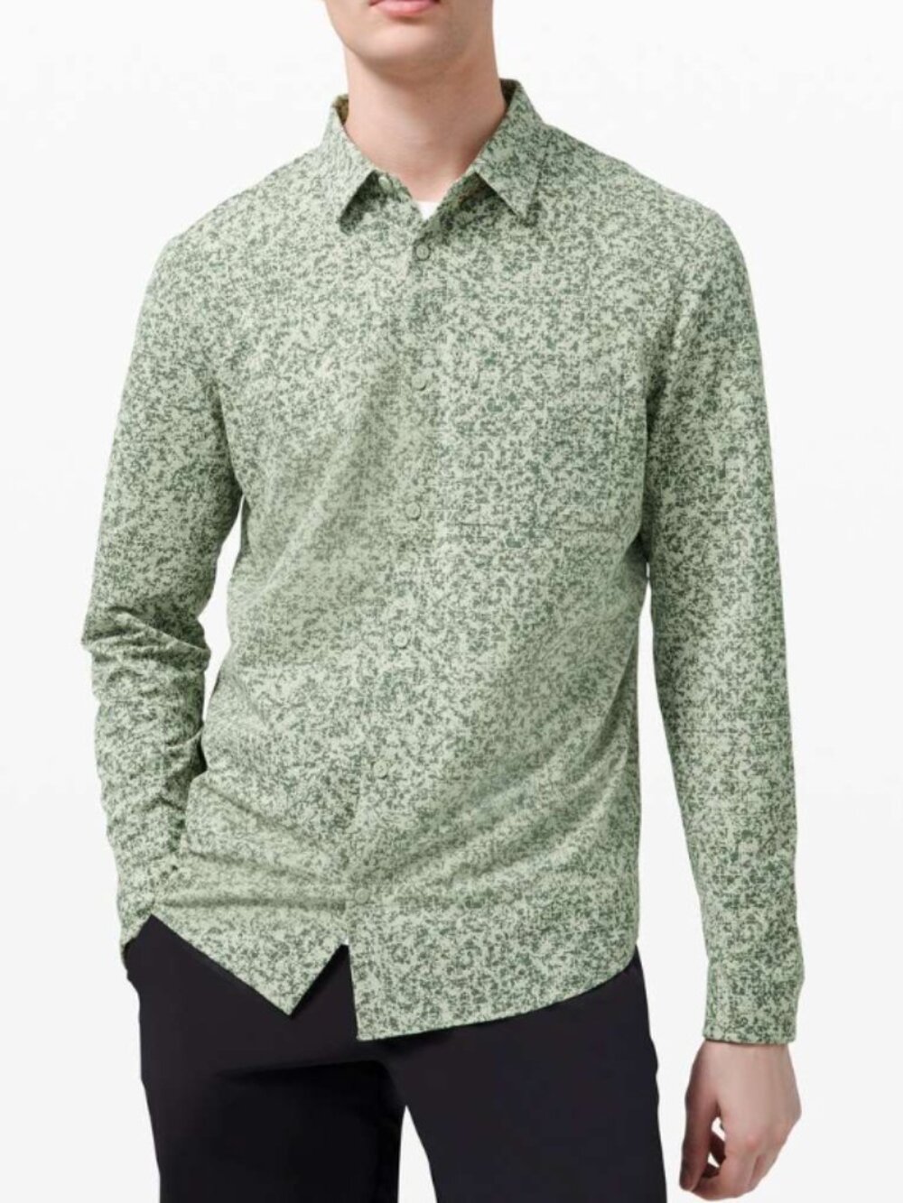 Men's Lululemon Commission Long Sleeve Button Down Shirt Green Fern - M